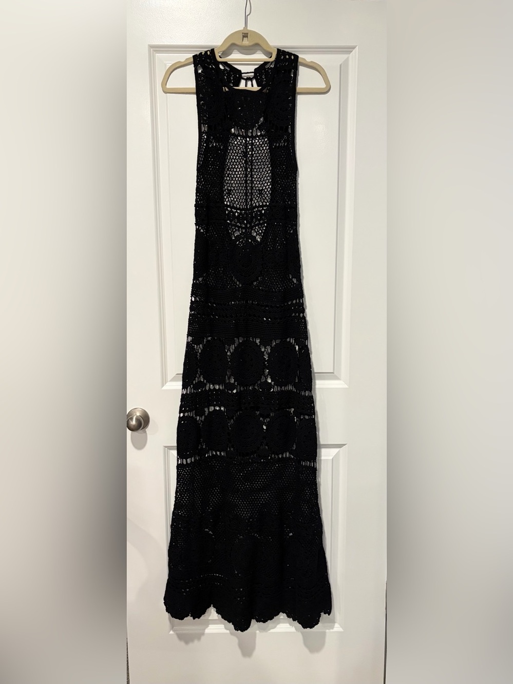 Miss June Paris Black Angel Crocheted Cover Up Maxi Dress